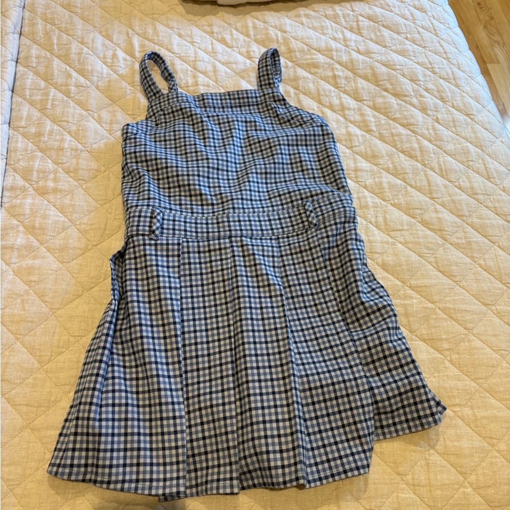 Abercrombie Kids Blue and White Checkered Romper Sz 13/14